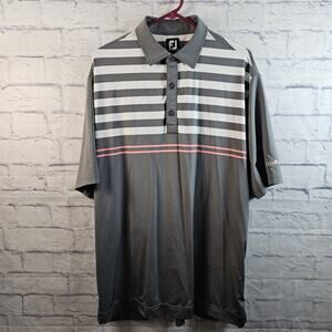 Footjoy Mens XL Gray,White,Peach Polo Moisture Wicking Golf Preppy